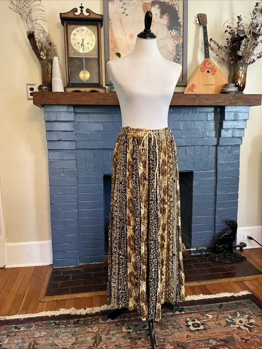 Vintage 90s M Floral Maxi Flowy Pull On Broomstick Skirt Basic Editions Hippie